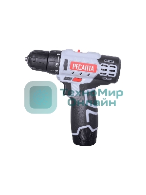 Дрель-шуруповерт Ресанта ДА-12-2Л, 12 В, 2 Ач, 40 Нм, щеточный