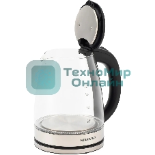 Чайник электрический Starwind SKG4777 1.8 л, 2000 Вт, черный/прозрачный (корпус: стекло)