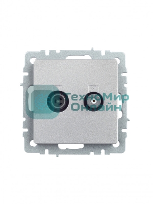 Розетка телевизионная двойная TV+SAT IEK BRITE РТВ/РСп12-БрА алюминий