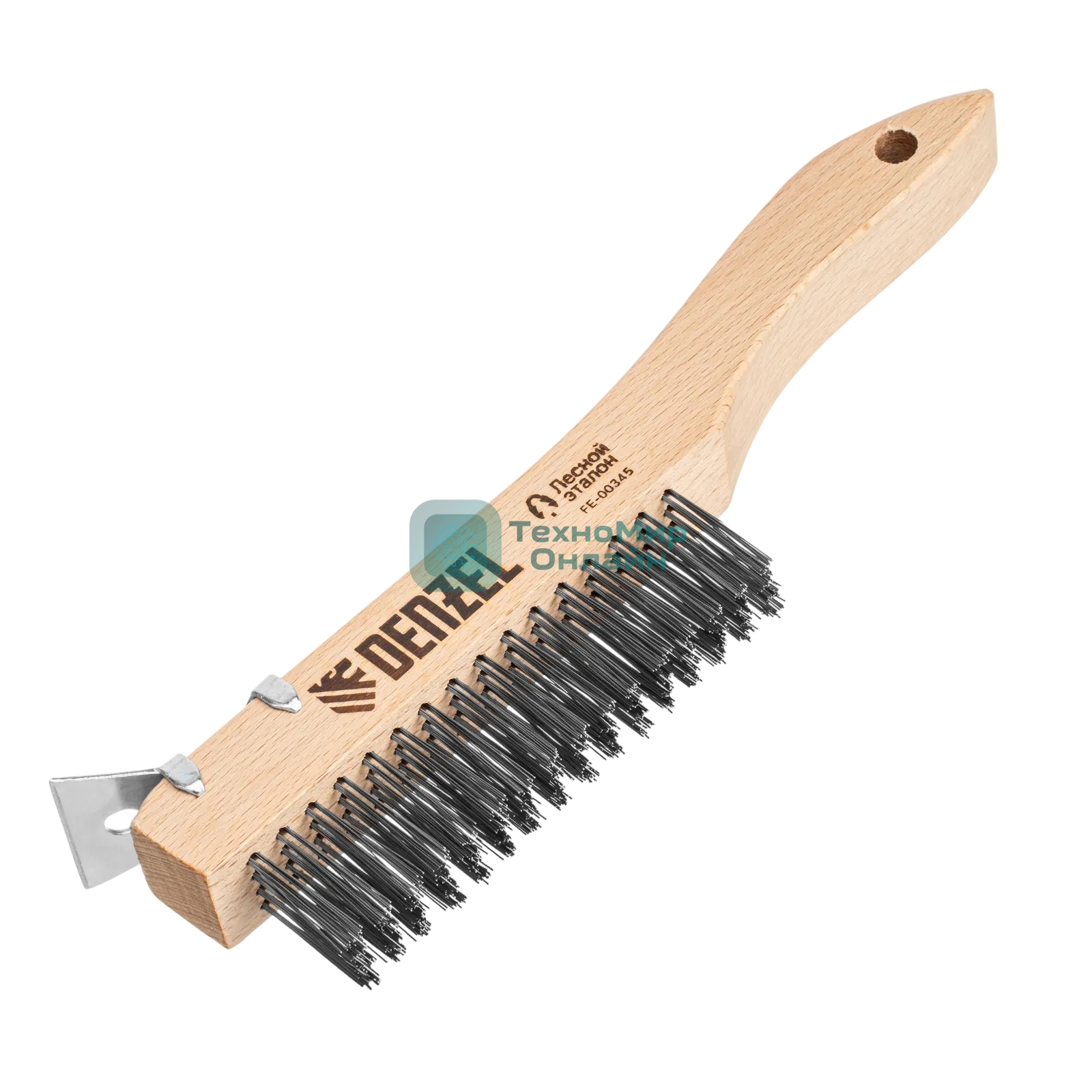 Щетка зачистная Denzel 4-х рядная, проволока из нержавеющей стали с деревянной ручкой скребок, EFP