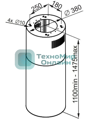 Вытяжка островная Maunfeld Lee Isla 39 нержавеющая сталь, 38 см, 1000 куб. м/ч, 52 дБ