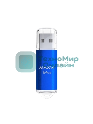 Флешка USB Maxvi MP blue (FD64GBUSB20C10MP), 64Gb, USB 2.0, R/W 20/10, синий