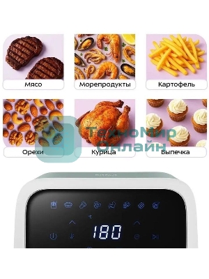 Аэрогриль Kitfort КТ-8147 светло-зеленый, 1800 Вт, 4 л, сенсор, 8 программ