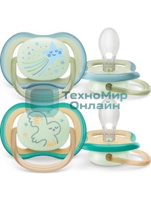 Пустышка Philips Avent ultra air, ночная, звезда/сова, 0-6 мес., 2 шт.