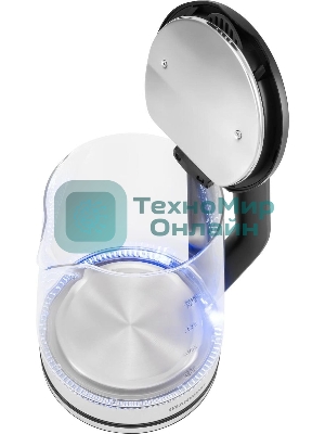 Чайник электрический Starwind SKG2112 2 л, 1800 Вт, черный/прозрачный корпус: стекло
