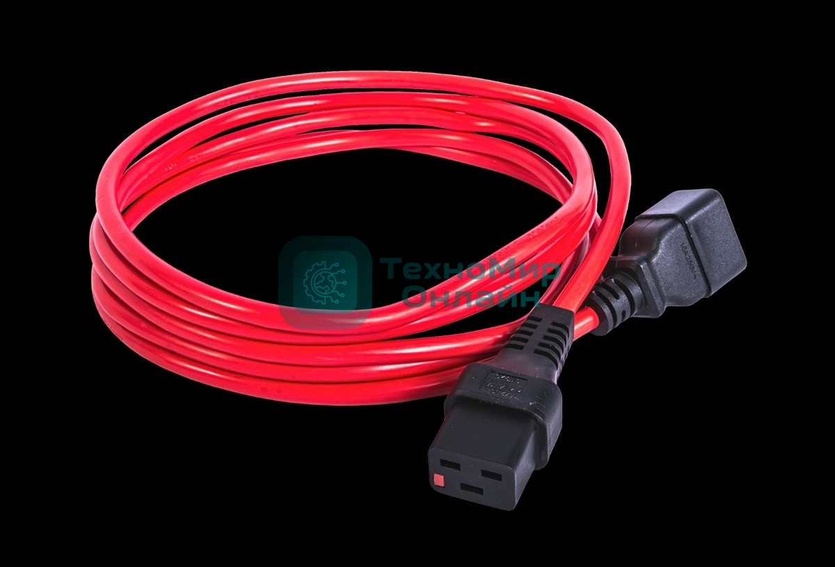 Шнур питания с фиксатором REM IEC 60320 C19/IEC 60320 C20, 16 А/250 В (3 * 1,5), 1,8 м, красный R-16-Cord-C19-C20-1.8-Red