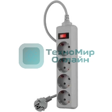 Сетевой фильтр Buro 400SL-3-G 3 м, 4 розетки, серый (пакет ПЭ)