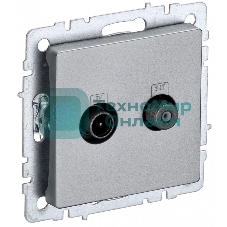 Розетка телевизионная двойная TV+SAT IEK BRITE РТВ/РСп12-БрА алюминий