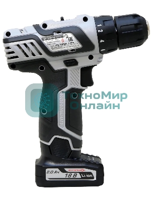 Дрель-шуруповерт ИНТЕРСКОЛ ДА-18ЭР, 12 В, 2 Ач, 35 Нм, щеточный