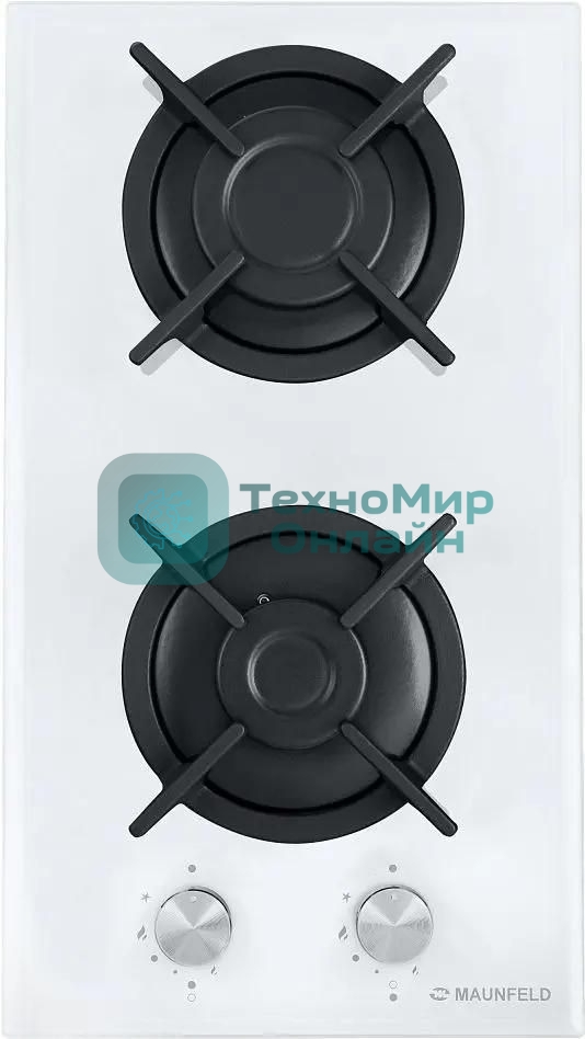 Газовая варочная панель Maunfeld EGHG.32.1CW/G, 2 конфорки, закаленное стекло, белый