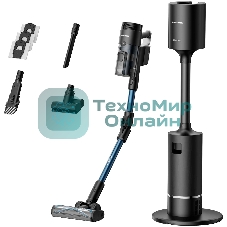 Пылесос вертикальный Grundig VCP 9330 черный/синий, питание от аккумулятора, 150 Вт, уборка сухая, пылесборник 0.5 л