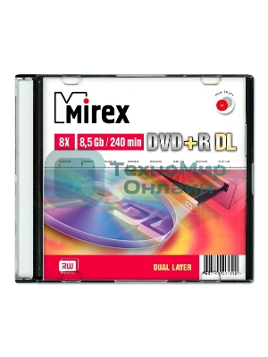Диск DVD+R Mirex 8.5 Gb, 8x, Slim Case (1), Dual Layer (1/50)