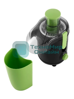 Соковыжималка Hyundai HY-JE1625 чёрный/зелёный, центробежная, 500 Вт, 400 мл, механическое