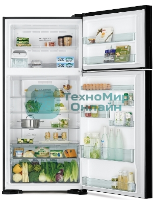 Холодильник Hitachi R-VG660PUC7-1 GGR серый стекло двухкамерный 405/145л морозилка сверху No Frost