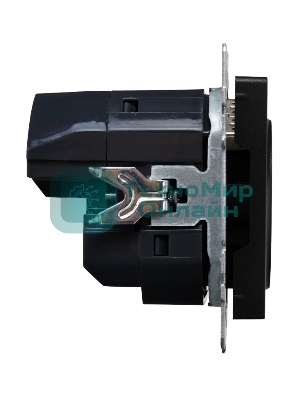 Розетка 1-местная IEK BRITE РЮш10-2-БрЧ (BR-R14-16-U21-D31-K02) с заземлением, с защитными шторками, 16А, с USB A+A 5В 3,1А, черный