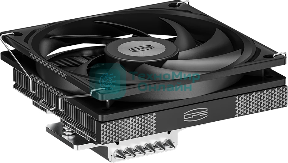 Кулер для процессора PCCooler RC600-67 (125W, 4-pin PWM, 67.5mm, Al, 4x6mm, 1x120мм, 62.5CFM, 32.5dBA, 2300RPM, S: 1851/1700/1200/115X, AM5/AM4, черный)