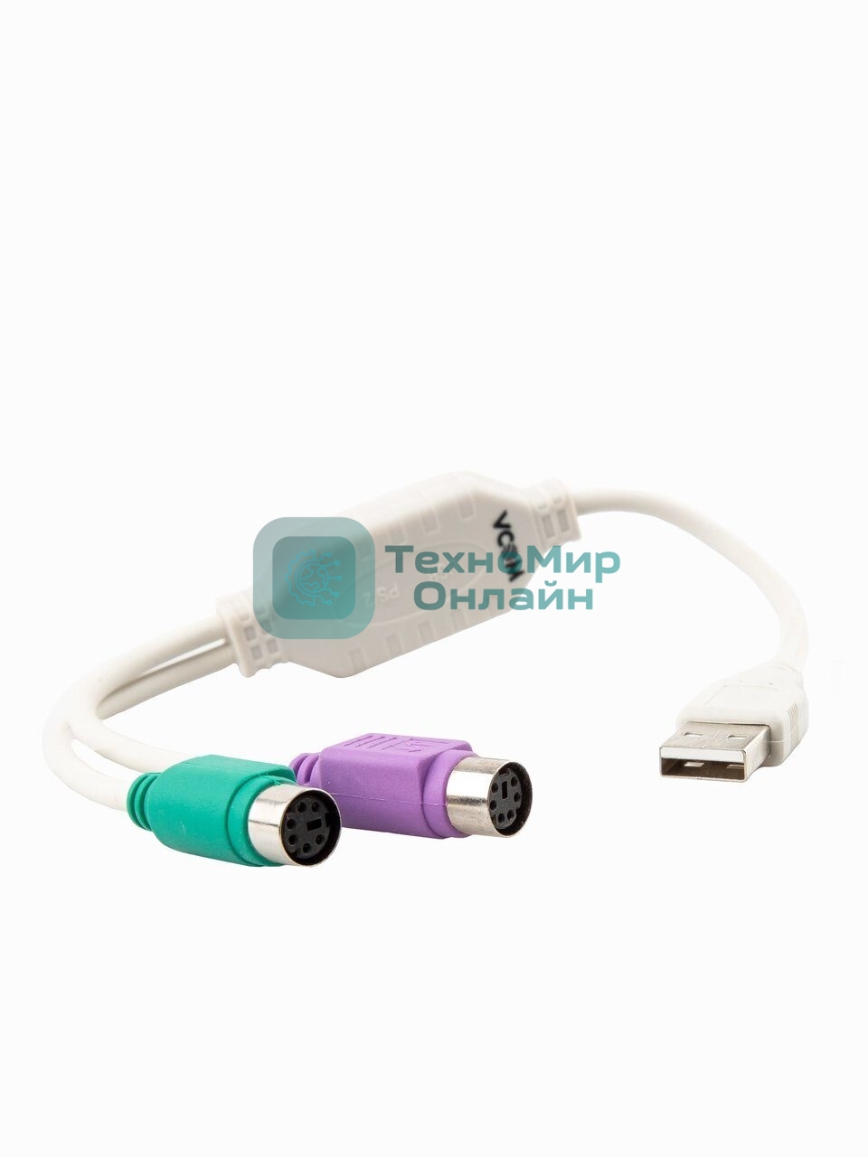 Кабель AM-2xPS/2 0.1м VCOM USB->2xPS/2 (адаптер для подключения PS/2 клавиатуры и мыши к USB порту), VUS7057
