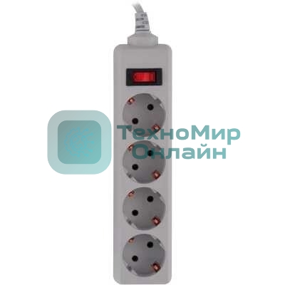 Сетевой фильтр Buro 400SL-3-G 3 м, 4 розетки, серый (пакет ПЭ)