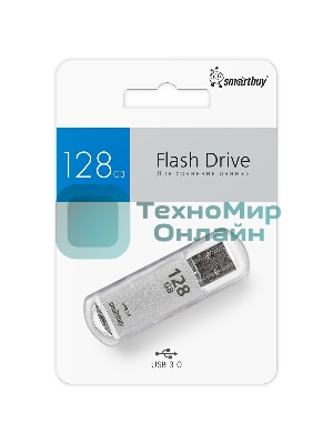 Флешка USB Smartbuy V-Cut Silver (SB128 GbVC-S3), 128Gb, USB 3.0, R/W 75/30, серебристый
