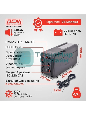 Источник бесперебойного питания Powercom Imperial IMP-625AP 375Вт 625ВА черный