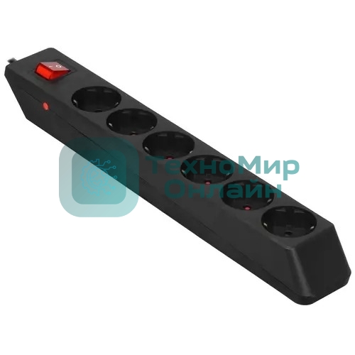 Сетевой фильтр SVEN Optima 5,0 м (6 розеток с защитными шторками) черный, цветная коробка