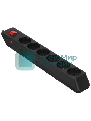 Сетевой фильтр SVEN Optima 5,0 м (6 розеток с защитными шторками) черный, цветная коробка