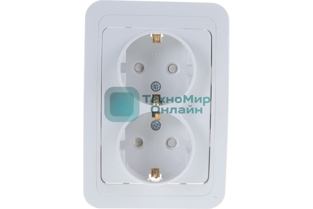 Розетка 2-м CLASSICO защ. шторки с заземл. 2128x белый ASD/IN HOME 4690612000985