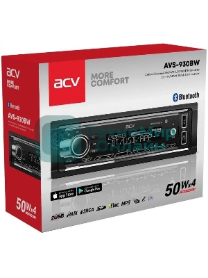 Автомагнитола ACV AVS-930BW, 1 DIN, Bluetooth, USB Type-A, AUX