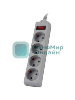Сетевой фильтр Buro 400SL-3-G 3 м, 4 розетки, серый (пакет ПЭ)
