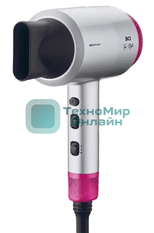 Фен BQ HD1818M серый/розовый, 1800 Вт, ионизация