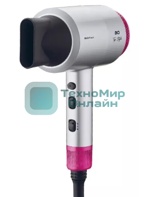 Фен BQ HD1818M серый/розовый, 1800 Вт, ионизация