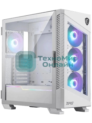 Компьютерный корпус MSI MPG VELOX 100R белый, Global, 2xUSB 3.0, 1xType C, 4x120мм ARGb Fan, ARGb