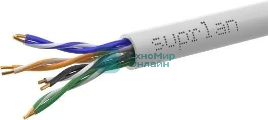 Кабель информационный Suprlan Premium 01-0313-5, cat.5e U/UTP, 4 пары, 24AWG, PVC, внутренний, 305м, серый