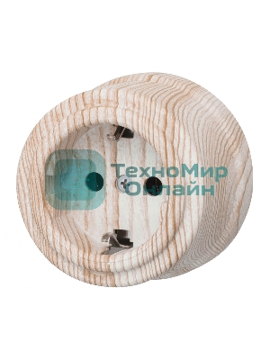 Розетка Bironi B1-101-13 1-м ОП Лизетта, 16А IP20 ретро с заземлением, ABS-пластик, карельская сосна