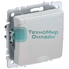 Розетка 1-местная IEK BRITE РСбш10-3-БрЖ с заземлением, с защитными шторками и крышкой, 16А, IP20, жемчуг