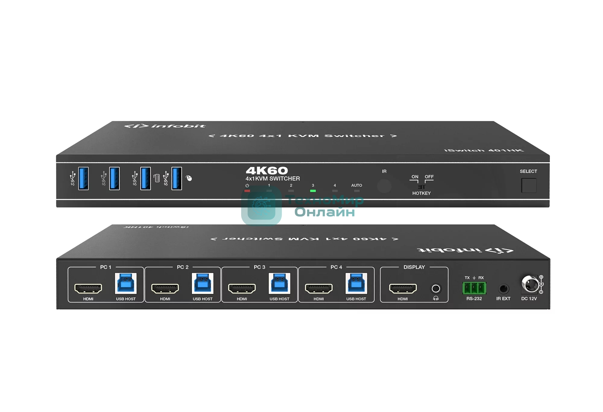 Коммутатор Infobit iSwitch 401HK 4K60 HDMI 4x1 KVM Switcher