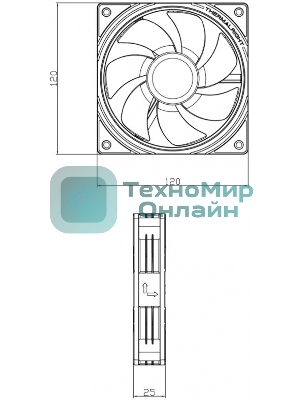 Кулер для корпуса Thermalright TL-S12R Reverse (120x120x25mm, 4-pin PWM, ARGB, 47.6CFM, 23.2dBA, 1500RPM, черный)