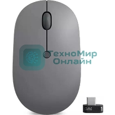 Мышь беспроводная Lenovo Go серый, 2400 dpi, радиоканал, USB-C, кнопки - 3