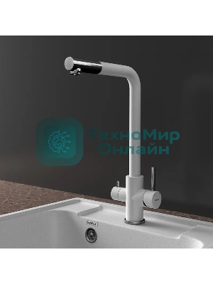 Кухонный смеситель GranFest Quarz GF-Z-5421, Г-образный, кран под фильтрованную воду, серый
