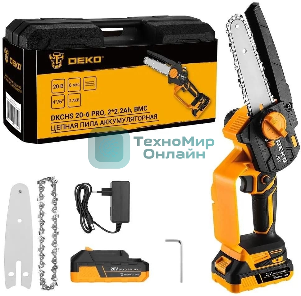 Пила цепная аккумуляторная DEKO DKCHS 20-6 PRO, 4