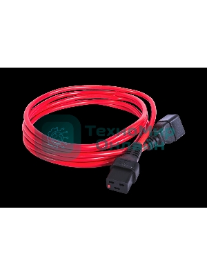 Шнур питания с фиксатором REM IEC 60320 C19/IEC 60320 C20, 16 А/250 В (3 1,5), 3 м, красный R-16-Cord-C19-C20-3-Red