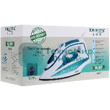 Утюг Delta LUX DL-352 белый с бирюзовым, 2200 Вт, 30 г/мин, 140 г/мин, 300 мл