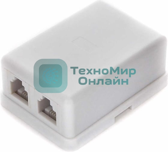 Розетка телефонная TA-102 RJ-11 (6P4C) внешняя 2 порта, белый