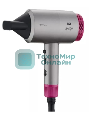 Фен BQ HD1818M серый/розовый, 1800 Вт, ионизация
