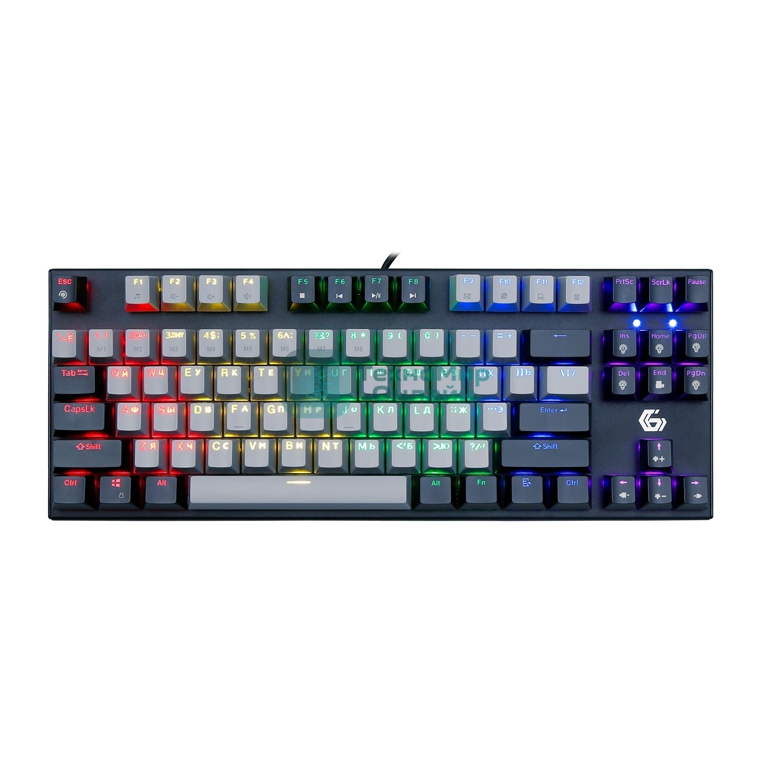 Клавиатура проводная механическая Gembird KB-G600, 87кл, Rainbow, красн.свитчи, 1.8м, черная