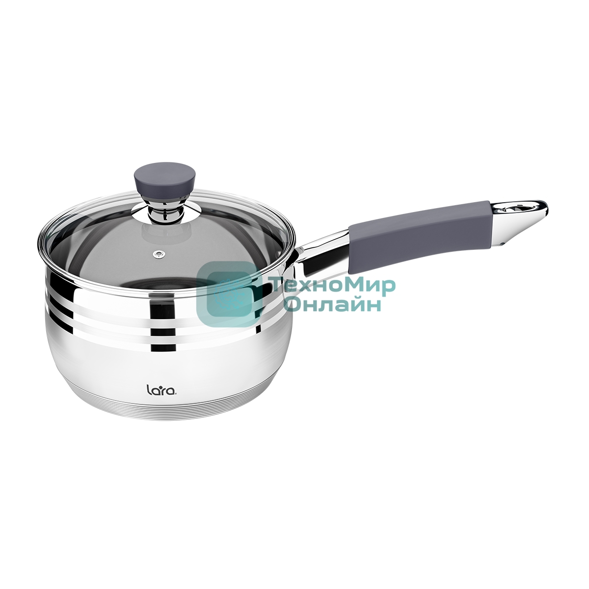 Сотейник Lara LR03-47 2.1 л, с крышкой, 16 см, нержавеющая сталь