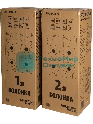 Минисистема SUPRA SMB-2150 черный 1200Вт FM USB BT SD (в комплекте: активн.+пассив.колонки)