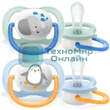 Соска-пустышка Philips Avent SCF080/05 Слон/Пингвин, 0-6 мес, 2 шт, для мальчиков