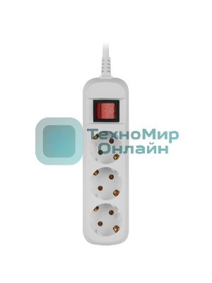 Удлинитель электрический ЭРА UDL-16-330-ES Greenline 3 розетки с заземлением с выключателем 3м ПВС 3x1мм2