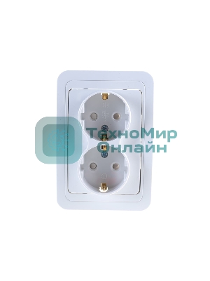 Розетка 2-м CLASSICO защ. шторки с заземл. 2128x белый ASD/IN HOME 4690612000985